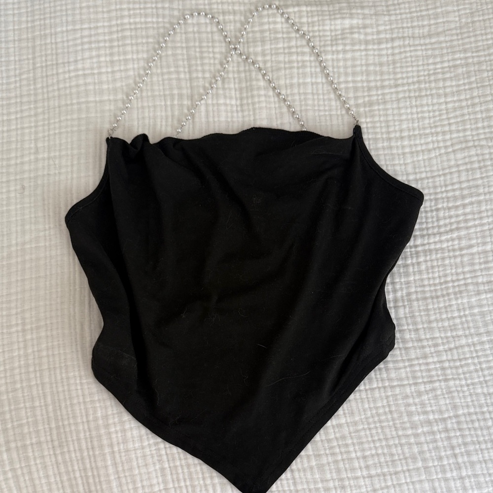 SHEIN Black Bodysuit with Chain Straps